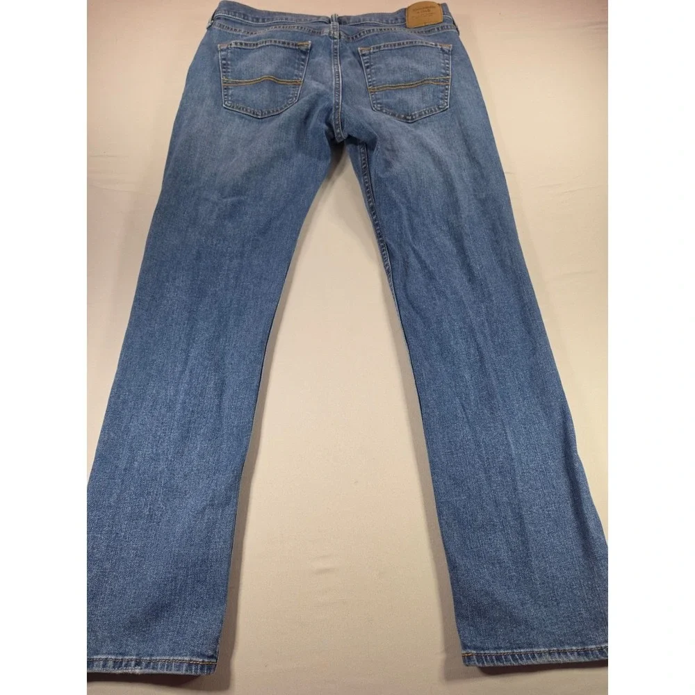 Abercrombie & Fitch Slim Straight Jeans Mens 34x32 Medium Wash Blue Stretch 1513